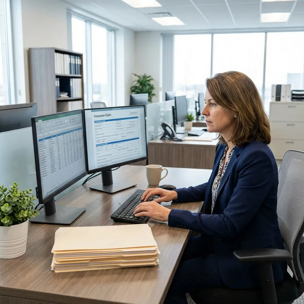 Insurance professional reviewing a claim